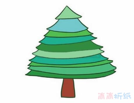 卡通松樹怎么畫涂顏色 彩色松樹簡筆畫圖片