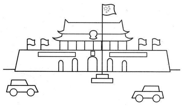 長(zhǎng)安街的天安門(mén)簡(jiǎn)筆畫(huà)