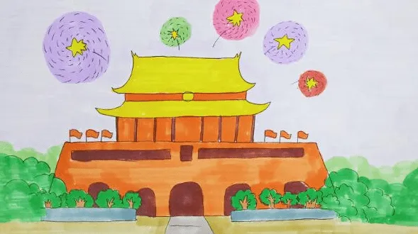 非常漂亮的天安門城樓簡筆畫