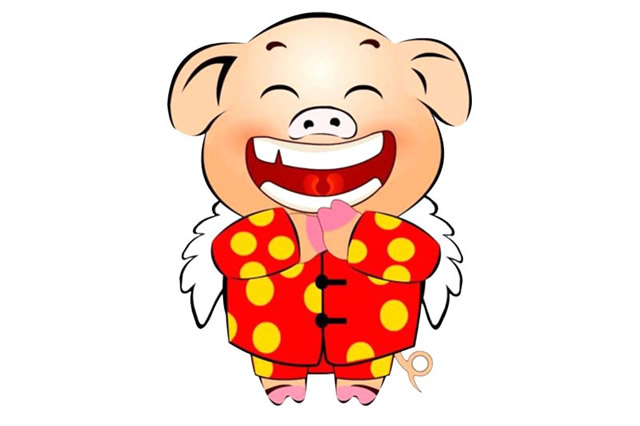 豬年小豬給大家拜年的簡筆畫