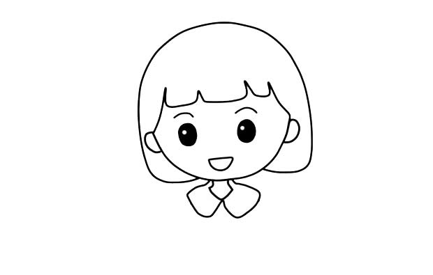 五一勞動節做家務的小女孩簡筆畫
