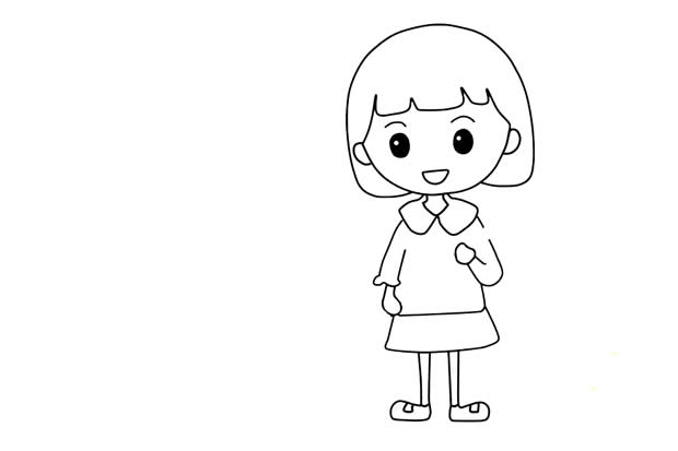 五一勞動節做家務的小女孩簡筆畫