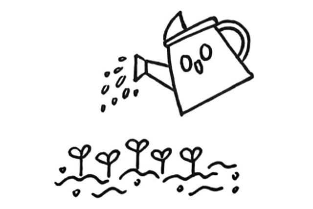 植樹節給樹苗澆水簡筆畫 植樹節給樹苗澆水簡筆畫