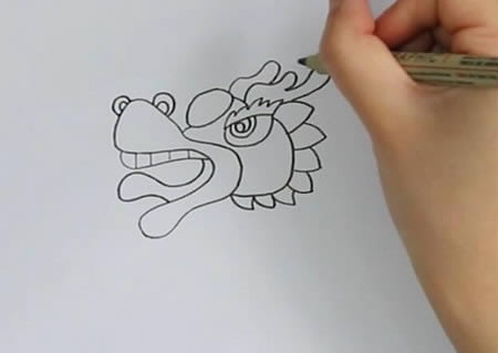 春節(jié)小朋友舞龍的簡(jiǎn)筆畫
