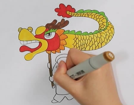 春節(jié)小朋友舞龍的簡(jiǎn)筆畫