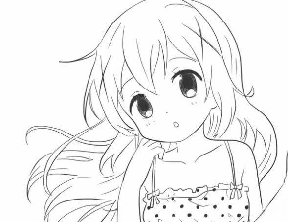 天真的動漫小女孩簡筆畫 天真的動漫小女孩簡筆畫