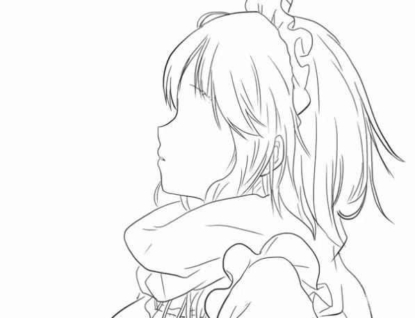 漂亮的動(dòng)漫少女簡筆畫