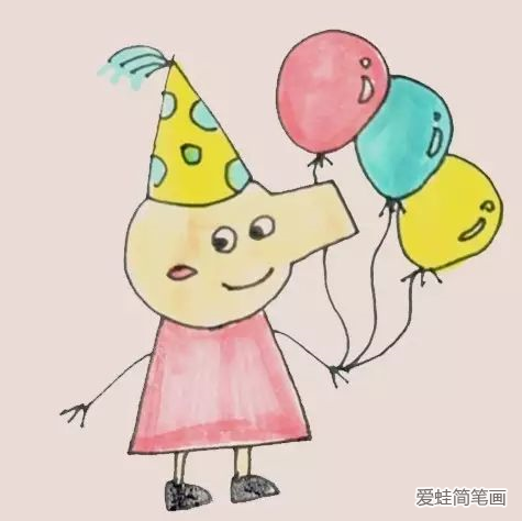 拿著氣球的小豬佩奇簡筆畫 拿著氣球的小豬佩奇簡筆畫