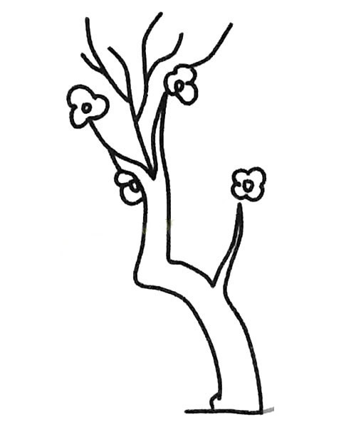 開(kāi)花的桃樹(shù)簡(jiǎn)筆畫(huà)