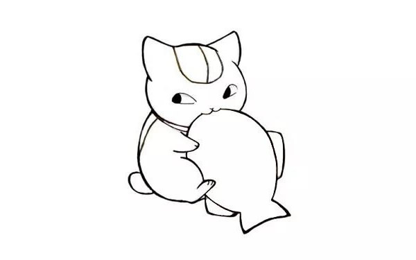 小貓吃魚簡筆畫步驟