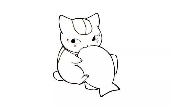 小貓吃魚簡筆畫步驟