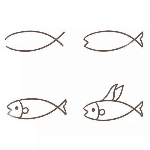 分享八種小魚簡筆畫畫法步驟