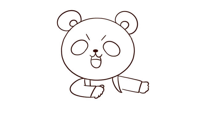 去上學(xué)的卡通熊貓簡(jiǎn)筆畫教程