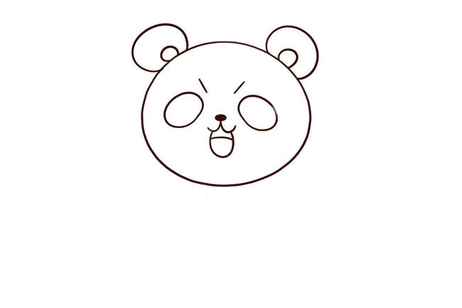 去上學(xué)的卡通熊貓簡(jiǎn)筆畫教程