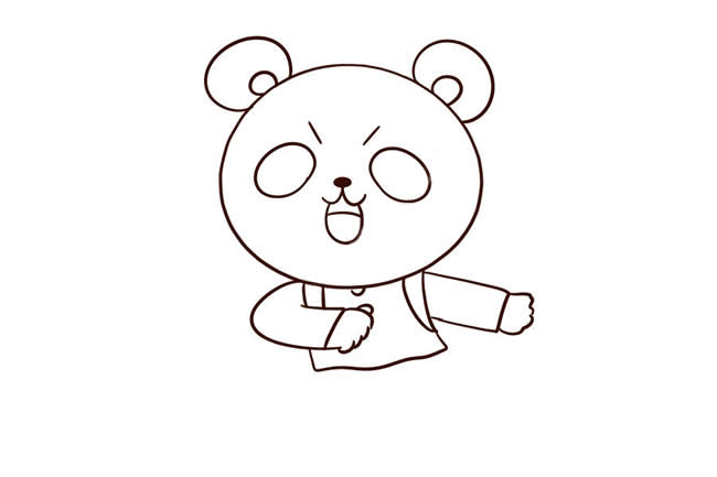 去上學(xué)的卡通熊貓簡(jiǎn)筆畫教程