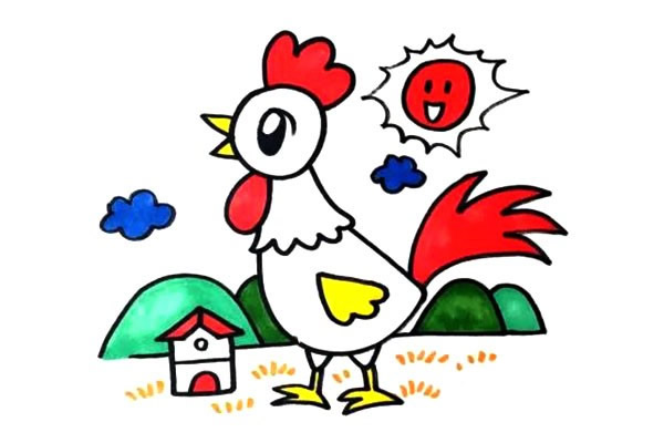 大公雞怎么畫 涂色的大公雞簡筆畫 大公雞怎么畫 涂色的大公雞簡筆畫