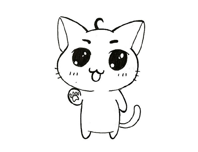 賣萌的卡通小貓咪簡筆畫