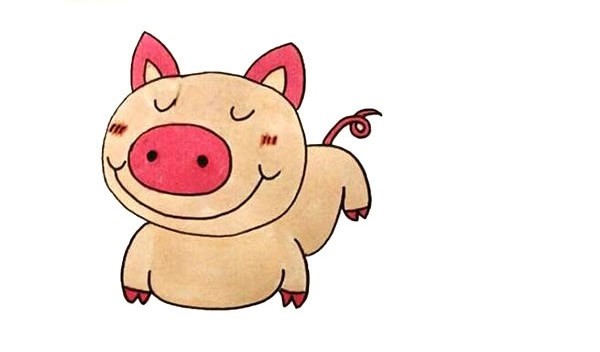 開(kāi)心小豬簡(jiǎn)筆畫(huà)步驟