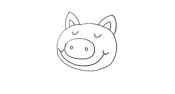 開(kāi)心小豬簡(jiǎn)筆畫(huà)步驟