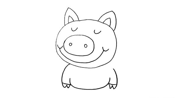 開(kāi)心小豬簡(jiǎn)筆畫(huà)步驟