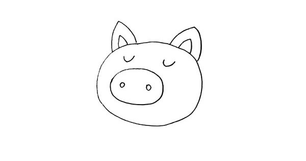 開(kāi)心小豬簡(jiǎn)筆畫(huà)步驟
