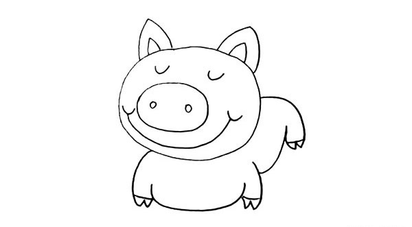 開(kāi)心小豬簡(jiǎn)筆畫(huà)步驟