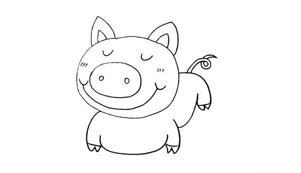 開(kāi)心小豬簡(jiǎn)筆畫(huà)步驟