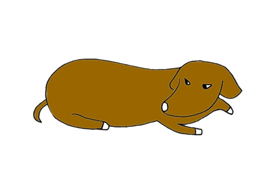 趴在地上的臘腸犬簡筆畫