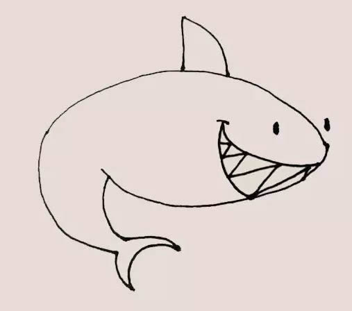 海里的鯊魚簡筆畫教程