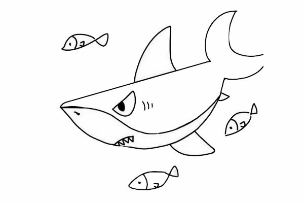 海底的大鯊魚簡筆畫