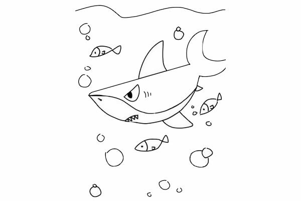 海底的大鯊魚簡筆畫