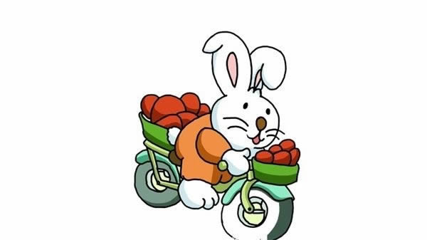 騎車的小白兔簡筆畫