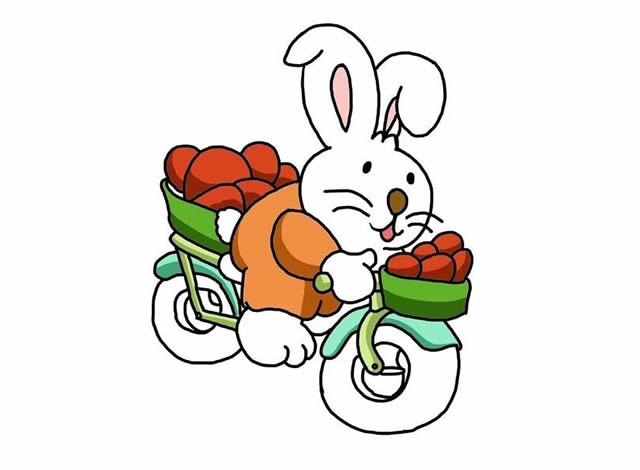 騎車的小白兔簡筆畫