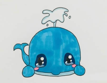 噴水的鯨魚(yú)簡(jiǎn)筆畫(huà)