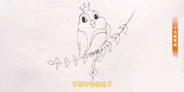 樹枝上可愛的小鳥簡筆畫