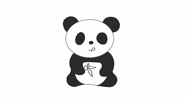 呆萌的大熊貓簡筆畫