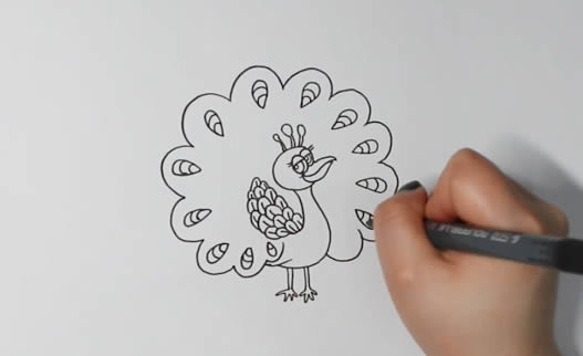 開屏的孔雀簡筆畫