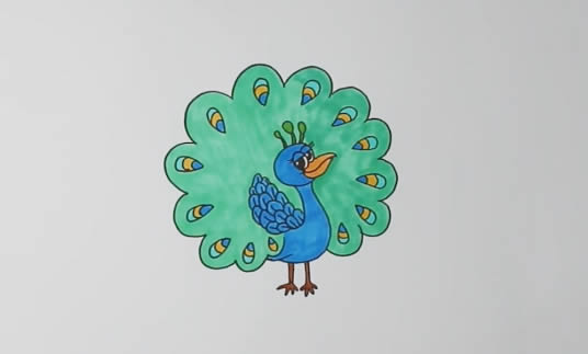 開屏的孔雀簡筆畫