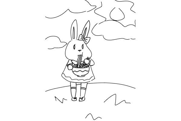吃面條的小兔子簡筆畫