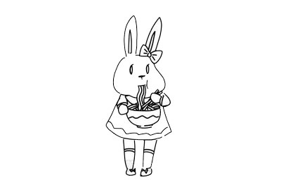 吃面條的小兔子簡筆畫