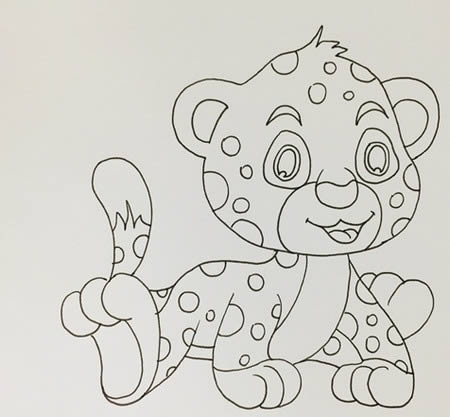 卡通豹子簡筆畫帶涂色