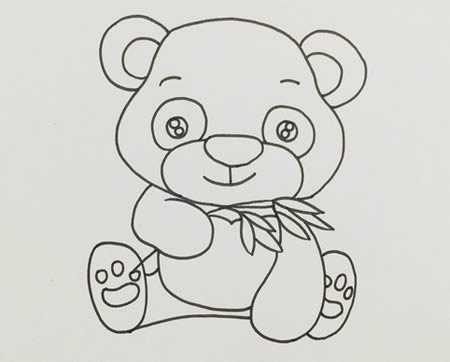 手里拿著竹子的小熊貓簡筆畫