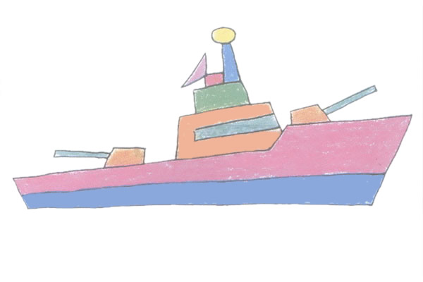 漂亮的軍艦簡筆畫