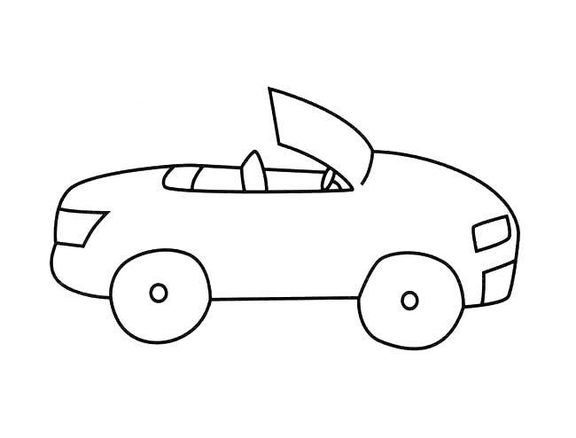 敞篷汽車簡筆畫