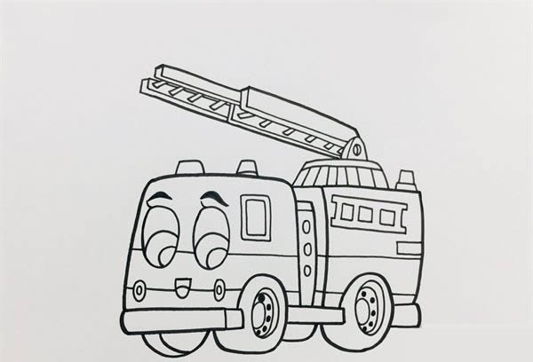 兒童卡通消防車簡筆畫