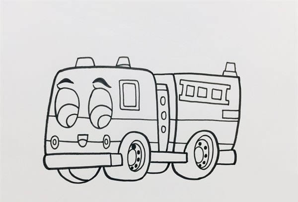 兒童卡通消防車簡筆畫