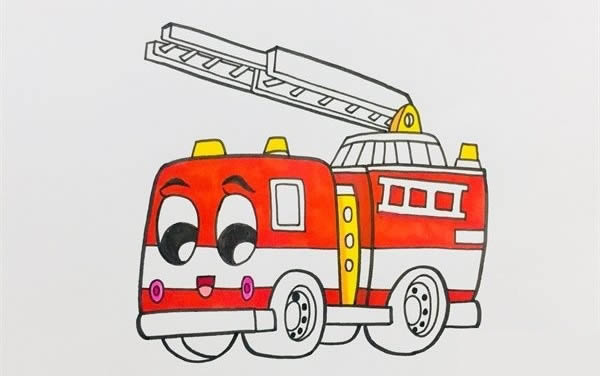 兒童卡通消防車簡筆畫