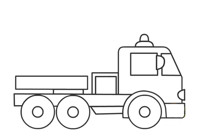 帶顏色的消防車簡筆畫