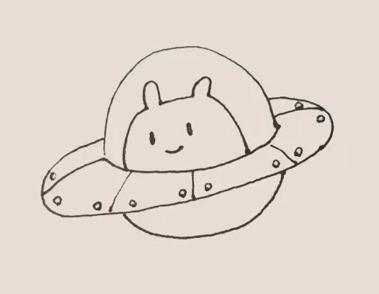卡通的UFO外星人簡筆畫