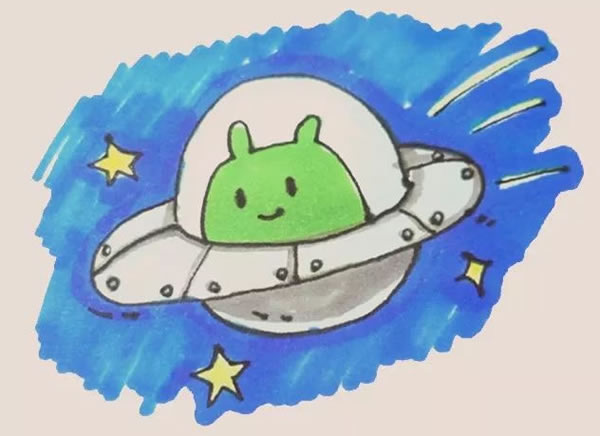 卡通的UFO外星人簡筆畫